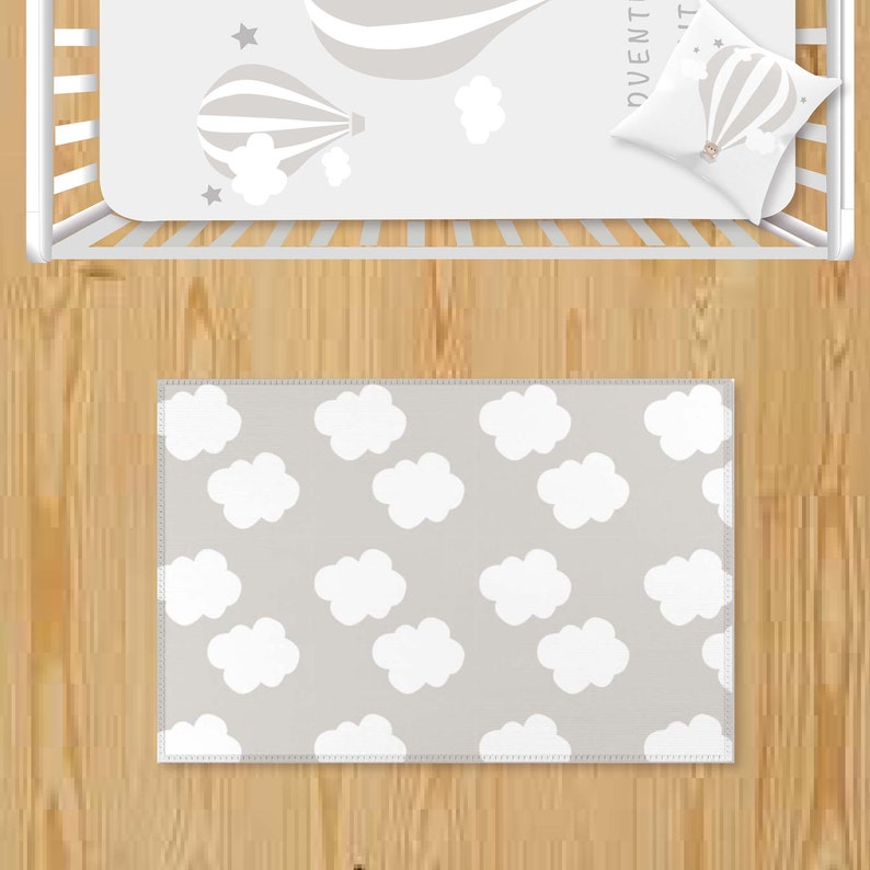 Hot Air Balloon Nursery Room Rughot Air Balloon Nurserycloud Etsy