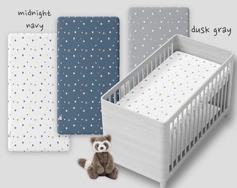 Star Crib Sheet-Star Nursery-Fitted Jersey Knit Crib Sheet-Changing Pad Cover-Boy Nursery-Neutral Nursery-Navy Nursery-Gray Nursery