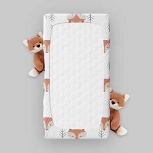 Woodland Nursery Crib Sheet-Fitted Crib Sheet-Knit Crib Sheet-Fox Crib Sheet-Changing Pad Cover-Fox Nursery-Neutral Nursery-Woodland Decor image 7