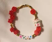 Personalized Name Hand Beaded Bracelet Maneki Neko Lucky Cat- Fully Customizable