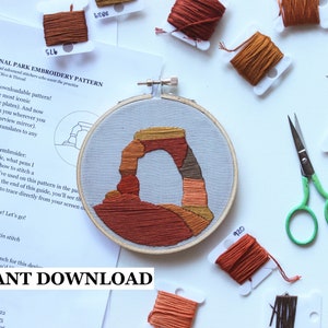 PATTERN + GUIDE: Delicate Arch, Arches National Park Beginner Embroidery Pattern - DIY, download, pattern