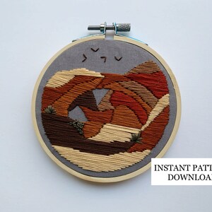 PATTERN ONLY - Double Arch, Arches National Park Embroidery Pattern; diy, crafts, embroidery, art, handmade, utah