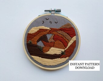 PATTERN ONLY - Double Arch, Arches National Park Embroidery Pattern; diy, crafts, embroidery, art, handmade, utah