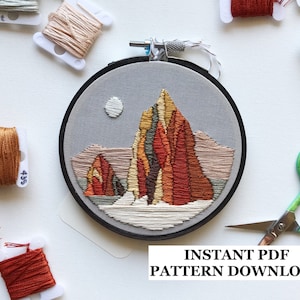 PATTERN ONLY - Temple of the Sun and Moon, Capitol Reef National Park: embroidery, embroidery kit, national park, utah, DIY, crafts