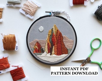 PATTERN ONLY - Temple of the Sun and Moon, Capitol Reef National Park: embroidery, embroidery kit, national park, utah, DIY, crafts