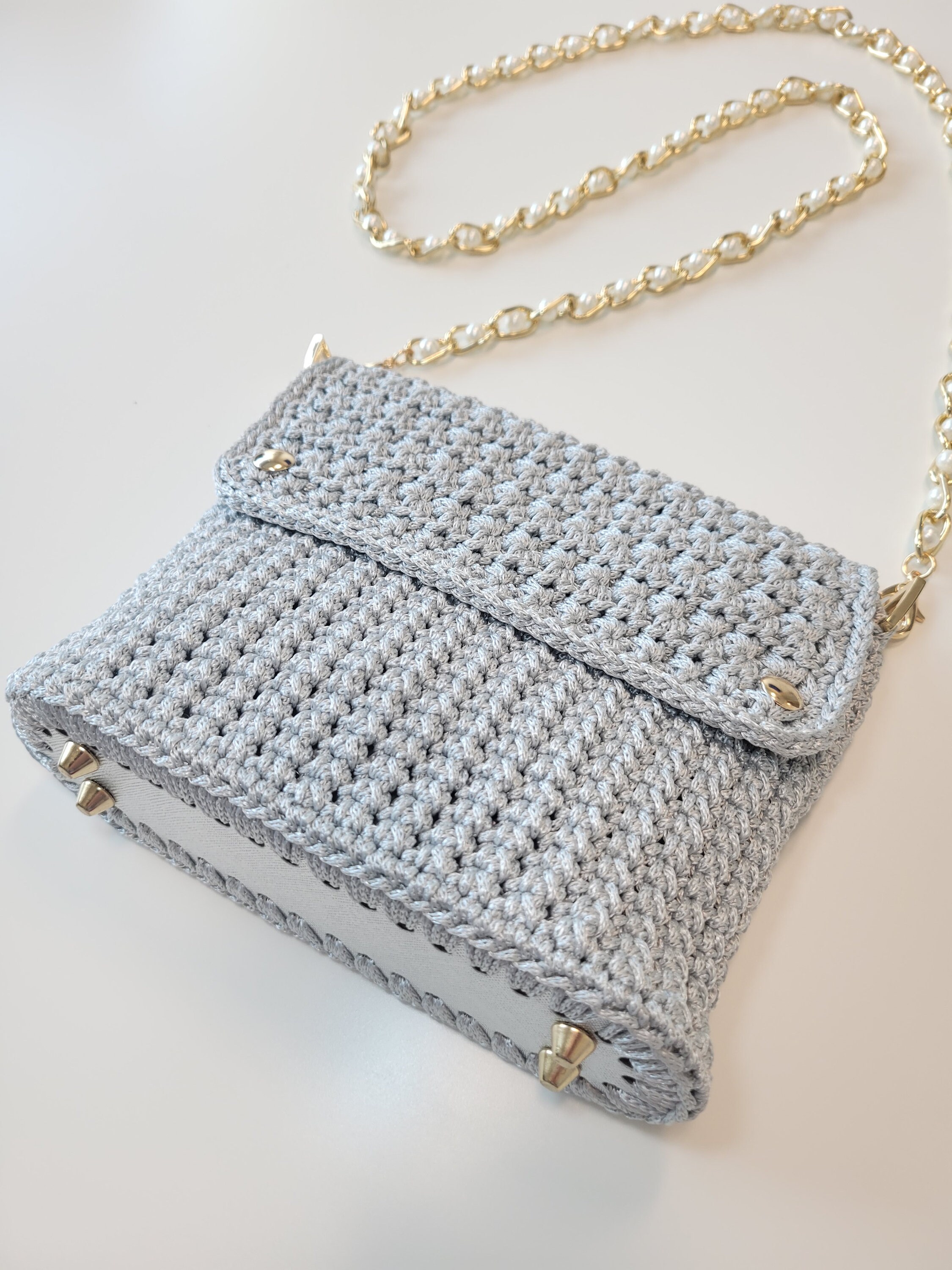 Handmade Bag L Gray Shoulder Bag L Luxury Bag Crochet L - Etsy