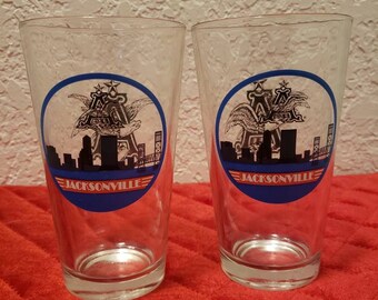 2 (DOS) Vasos de bar de Jacksonville, Florida ~A~ ~ Se venden JUNTOS ~ Recuerdo del estado