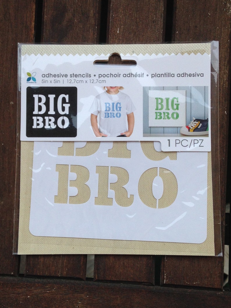 Stencil adhesive template stencil big bro brother birth t-shirt bag image 1