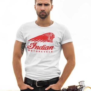 Indian Motorcycle T-shirt, imprimé sur un T-shirt homme de qualité  100% coton