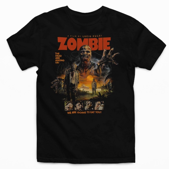 T-shirt noir Zombie cinema horreur - 100% coton 180 g/m – pour Homme/Femme – Idée cadeau – Impression durable – Expédié de France