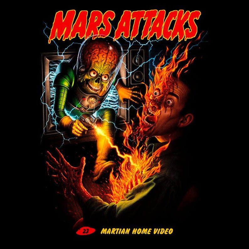 Black Mars Attacks movie T-shirt - 100% cotton 180 g/m² - for Men/Women/Children - Gift idea - Durable print image 2