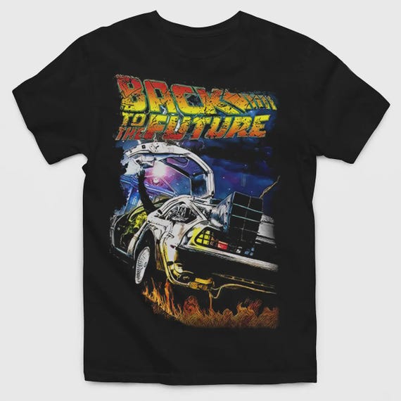 T-shirt noir imspiré du film Retour vers le futur - 100% coton 180 g/m – pour Homme/Femme/Enfant – Idée cadeau – Impression durable