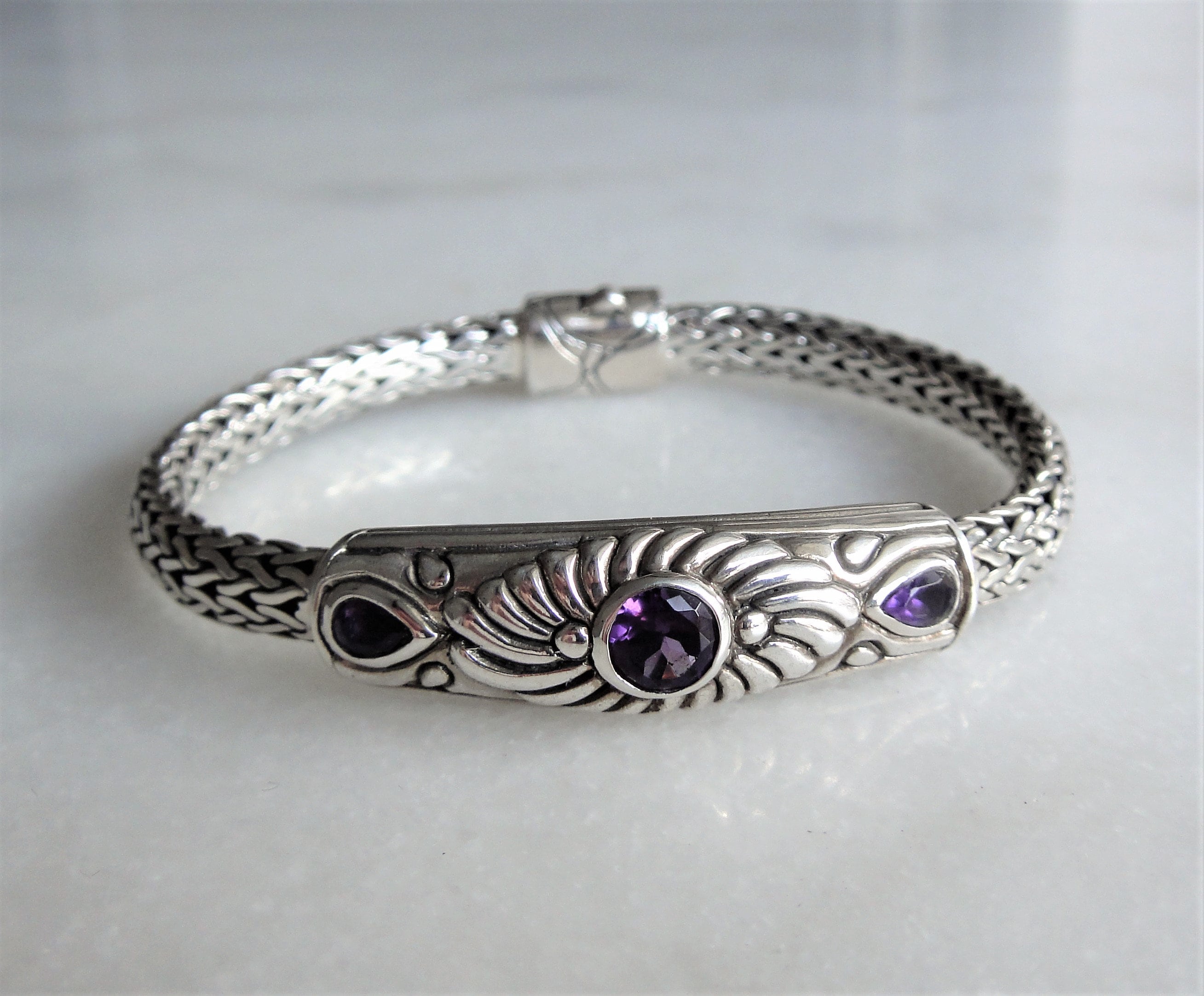 Sterling Silver Bracelet Set With Amethyst 925 Silver Bracelet | Free ...