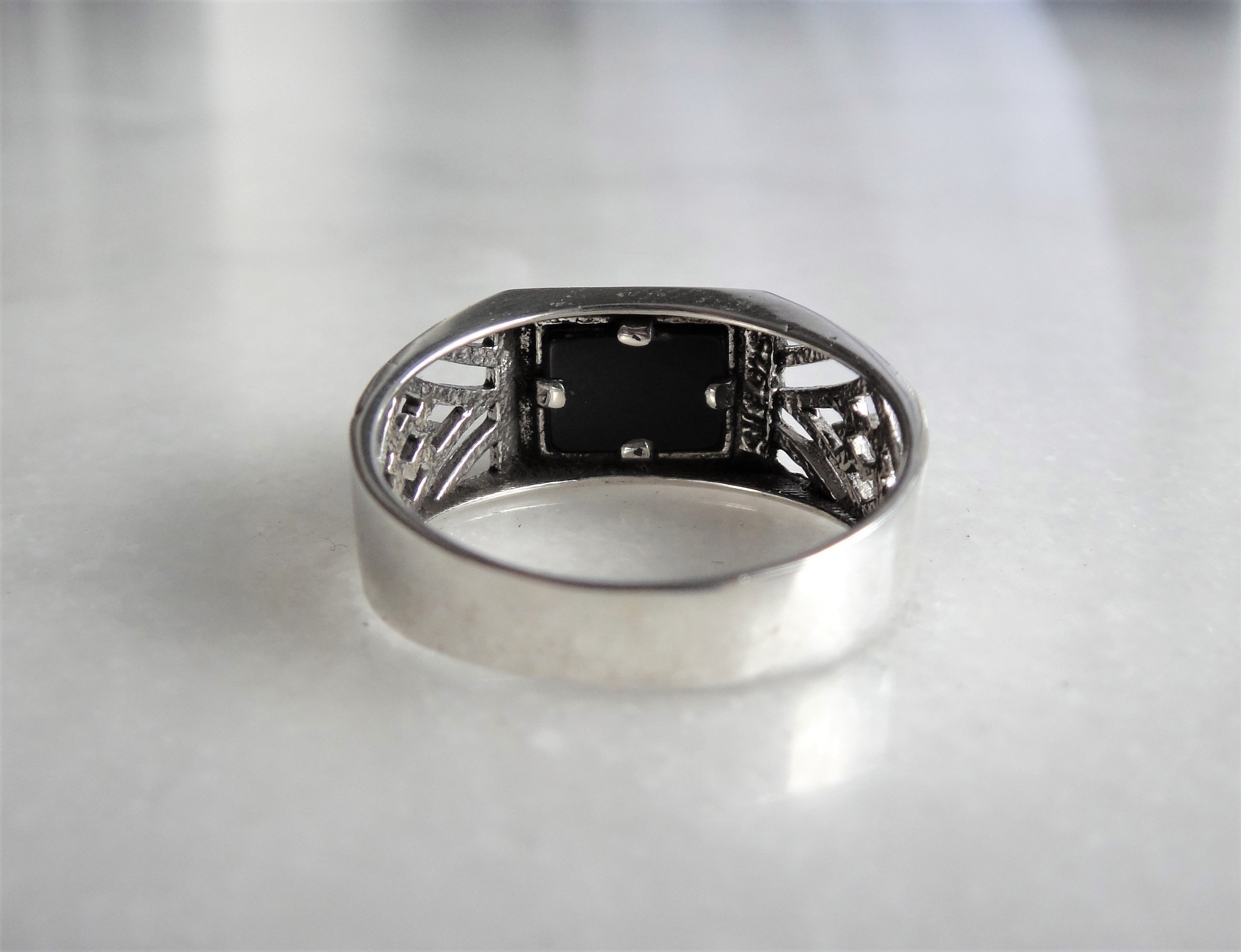Mens ring silver black onyx / Sterling silver ring for men signet ring