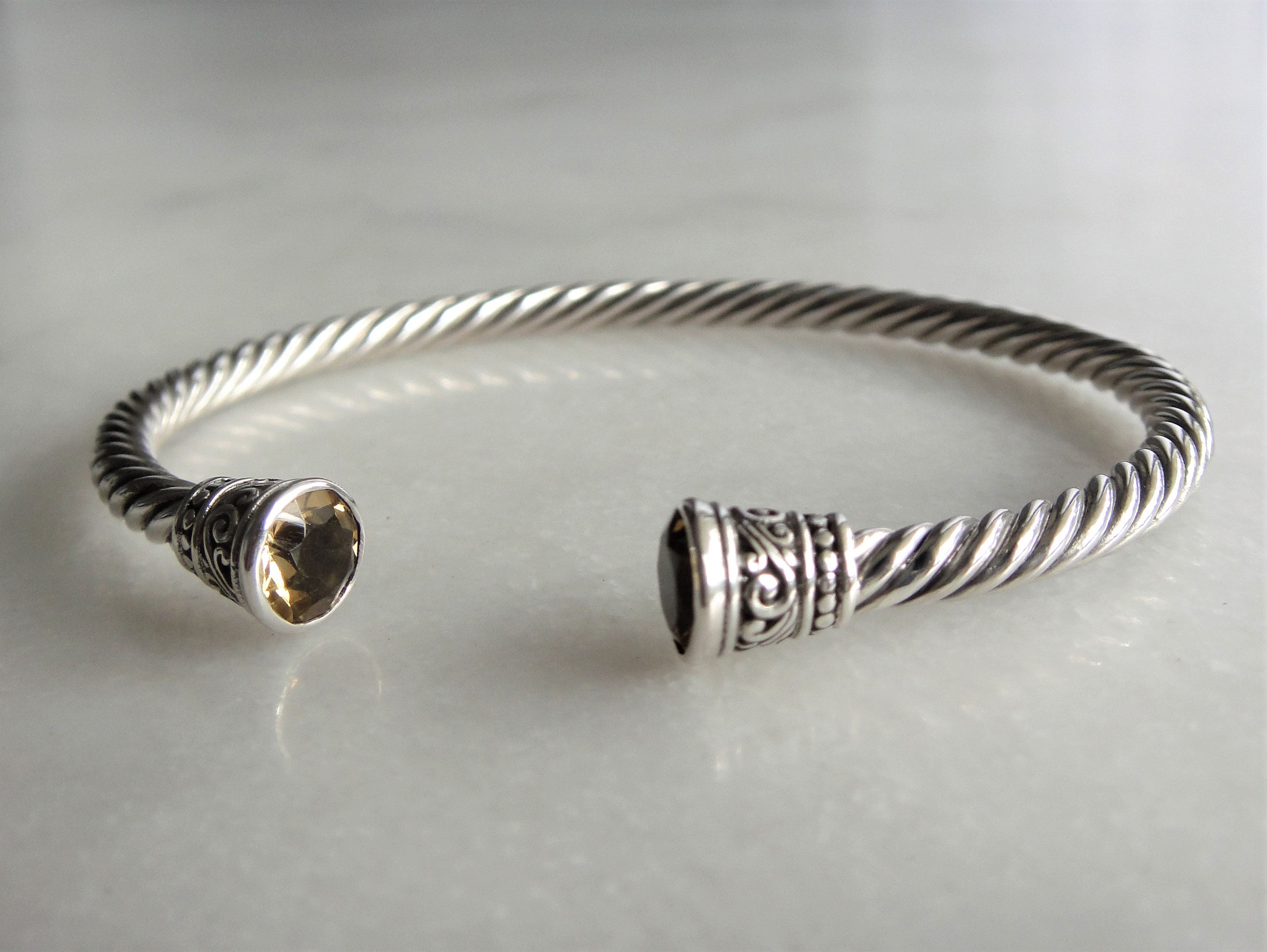 Solid Sterling Silver Bracelet Set With 2 Beautiful Citrine Etsy