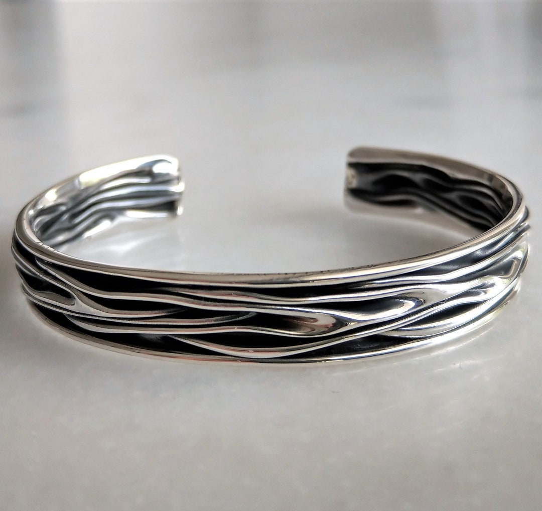 Womens or Mens Bracelet Sterling Silver Adjustable / Oxidized Sterling ...