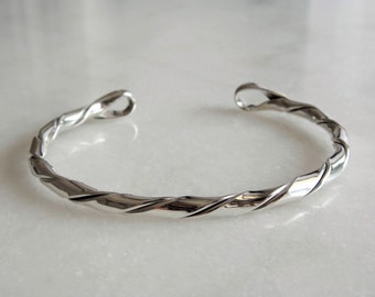 Adjustable sterling silver bracelet / Cuff silver bracelet solid silver bracelet rolled up cuff bracelet silver bangle bracelet unisex jewel