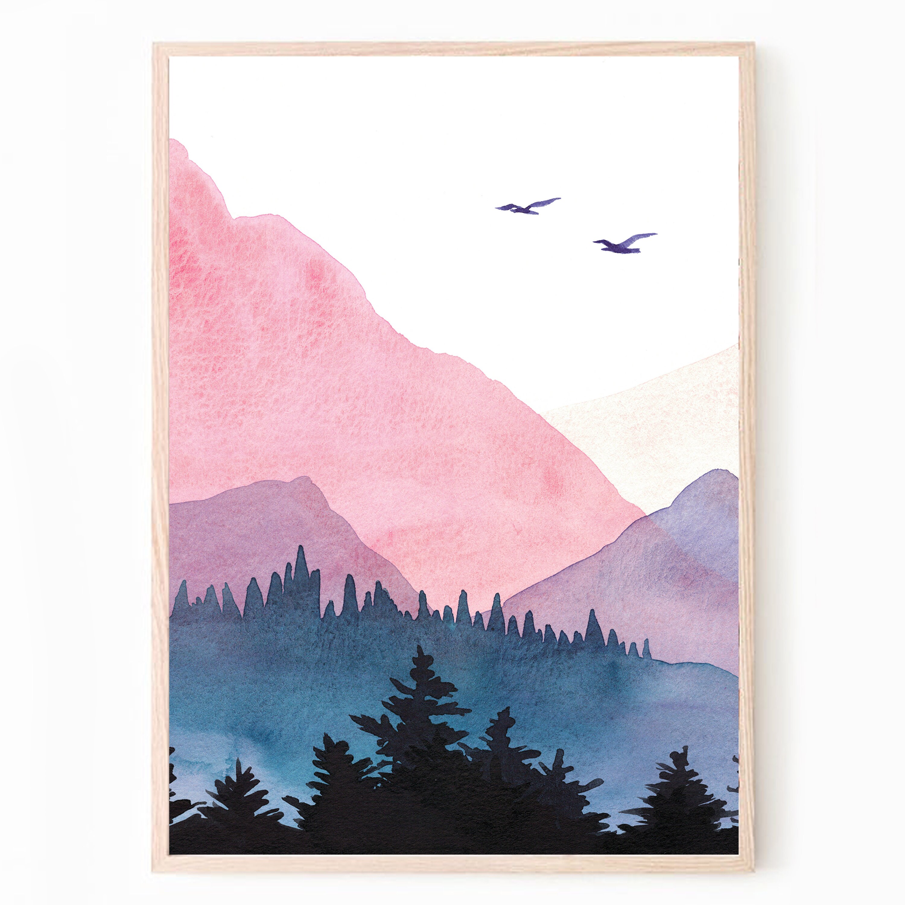 Mountain print set of 3 prints Landscape wall art Mountain Etsy