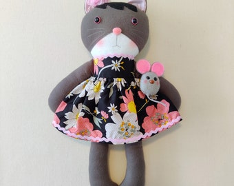 Dress-Up Stuffed Cat Doll (set with clothes and other accessories)