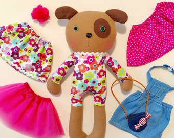 Dress-Up Stuffed Dog Doll (set with clothes and other accessories)