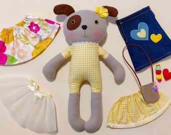 Dress-Up Stuffed  Dog Doll (set with clothes and other accessories)