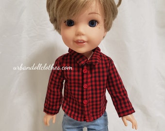 Plaid Shirts for 14.5-Inch Dolls, Red, Blue and Black