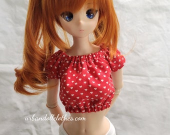 Red Heart Peasant Crop Shirt for Smart Dolls
