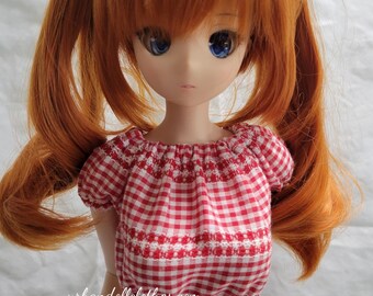 Red Plaid Peasant Crop Shirt for Smart Dolls