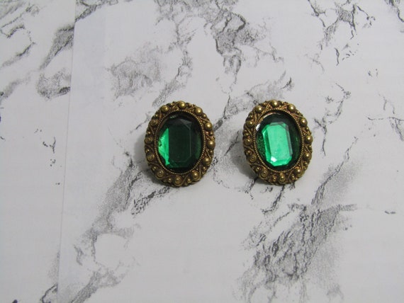 Green gem earrings