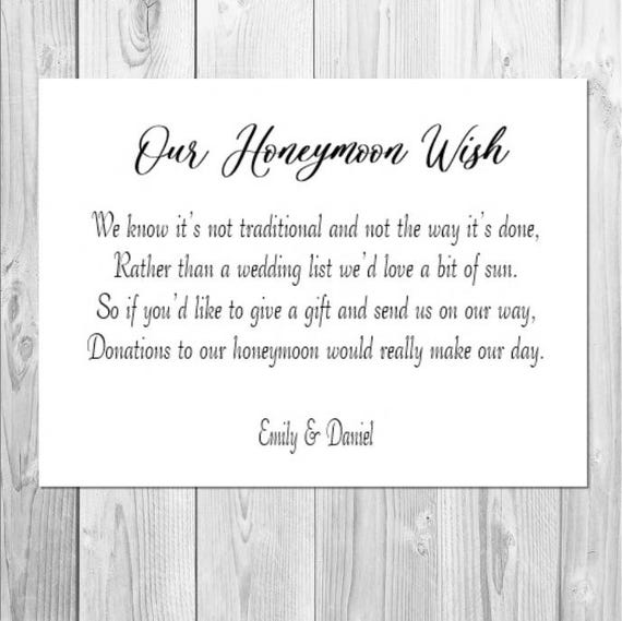 50 Personalised Wedding Money Poem/Honeymoon Wish Poems Card/Gift Poems Gold (MP14-50 - View #8