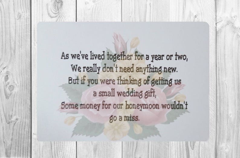 Honeymoon Wish Poems Card Gift Poem Cards 10 Personalised Wedding