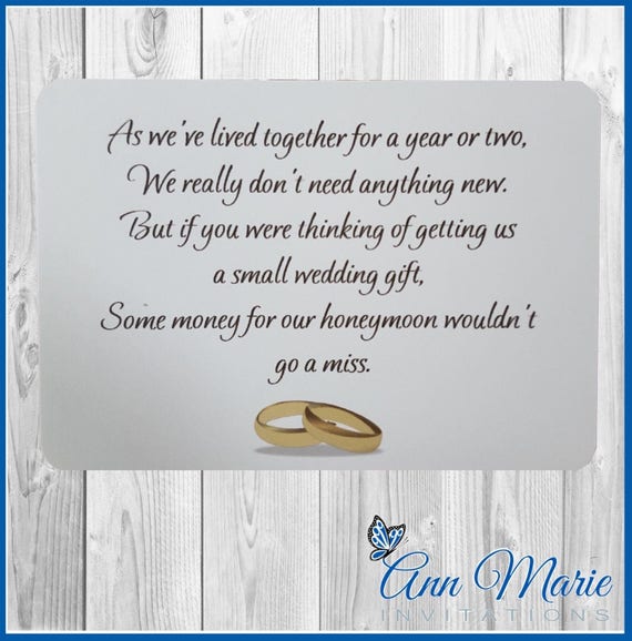 10 X Personalised Honeymoon Wish Poems Card Invitations Etsy