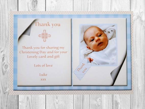 Boy Gold Thank You Cards Christening Thanks Party Baby Gifts Girl