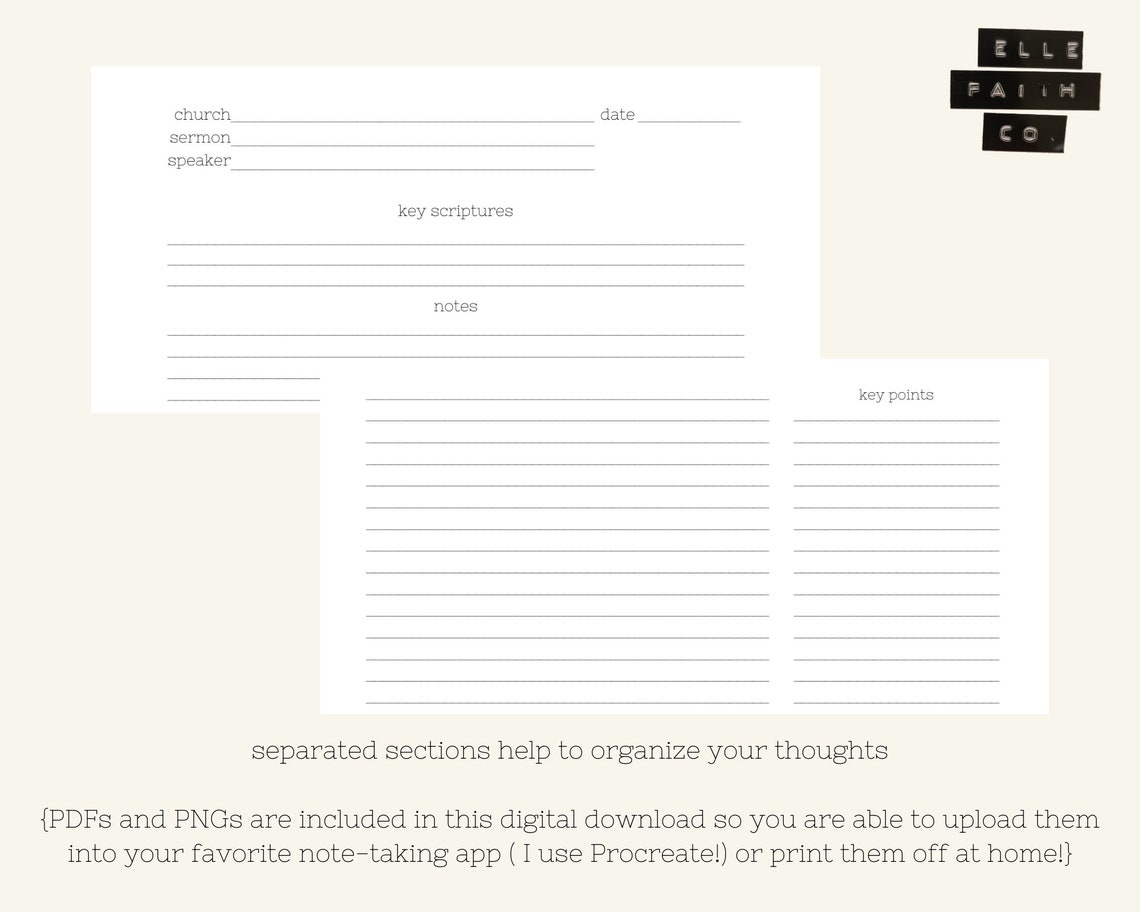 Sermon Note Taking Template DIGITAL DOWNLOAD Etsy Sermon Note Taking Template DIGITAL DOWNLOAD Etsy