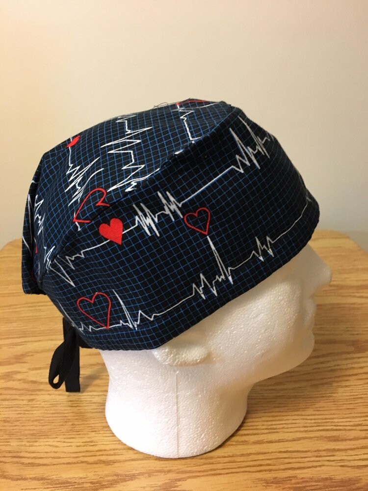 ECG Themed Men's Surgical Scrub Cap 