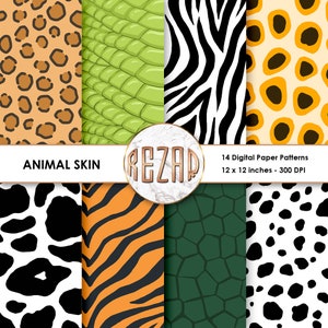 Animal Prints Digital Paper Pattern Animal Skin Commercial Use Scrapbook Papers and Backgrounds Instant Download