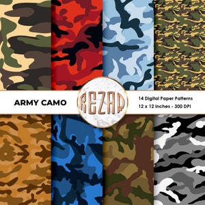 Army Camo Camouflage Digital Paper Seamless Pattern Printable Scrapbook
