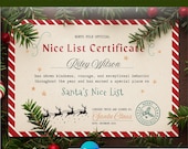 Santa's Nice List Certificate, Letter from The North Pole, Personalized Good List Letter From Santa or Elf on the Shelf, Printable Sign