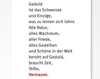 Postcard, Patience and Trust, Motivational Poem, Hermann Hesse, A6
