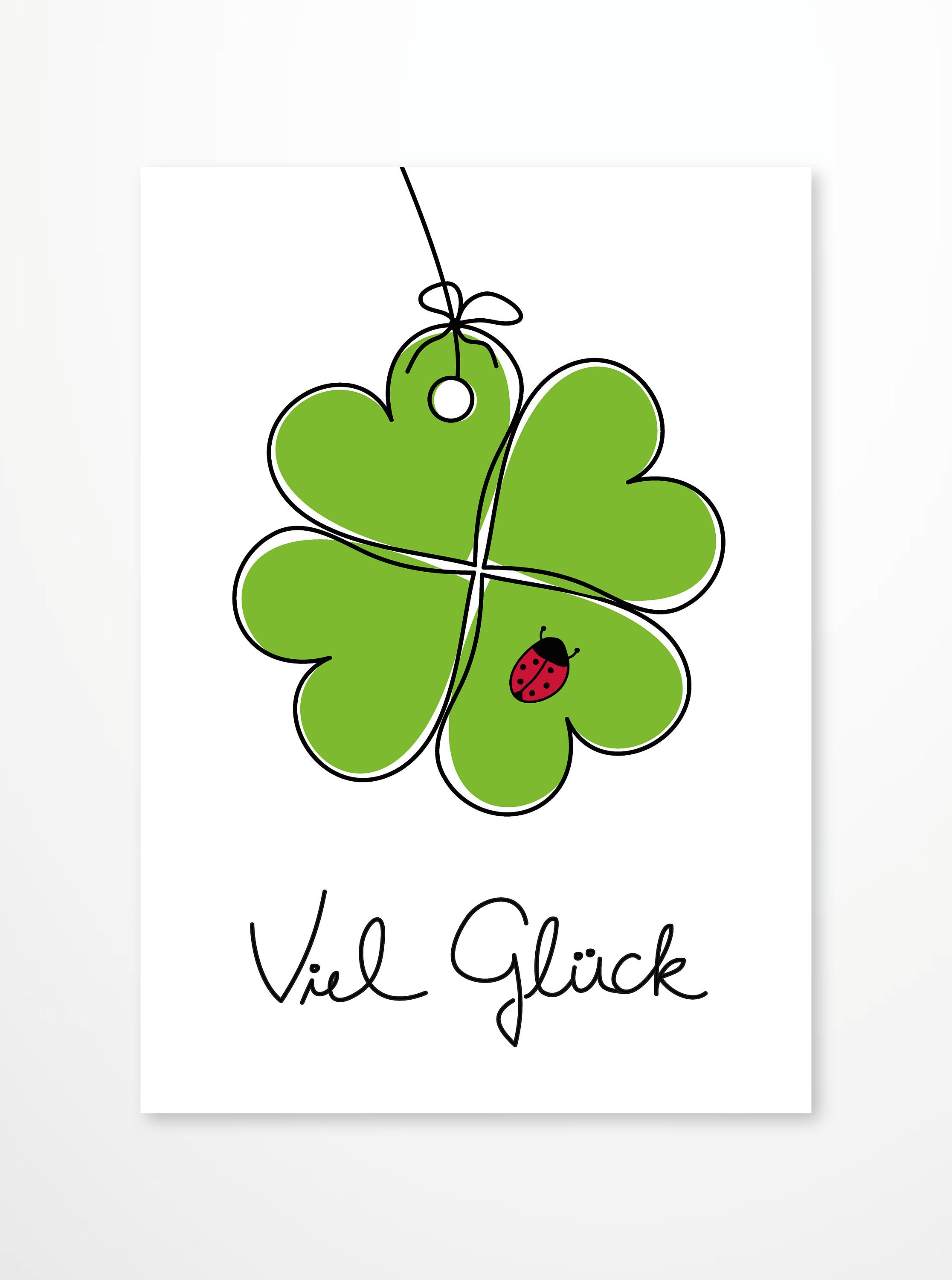 Postkarte, Viel Glück, einem Menschen Glück wünschen, Kleeblatt, DinA 6