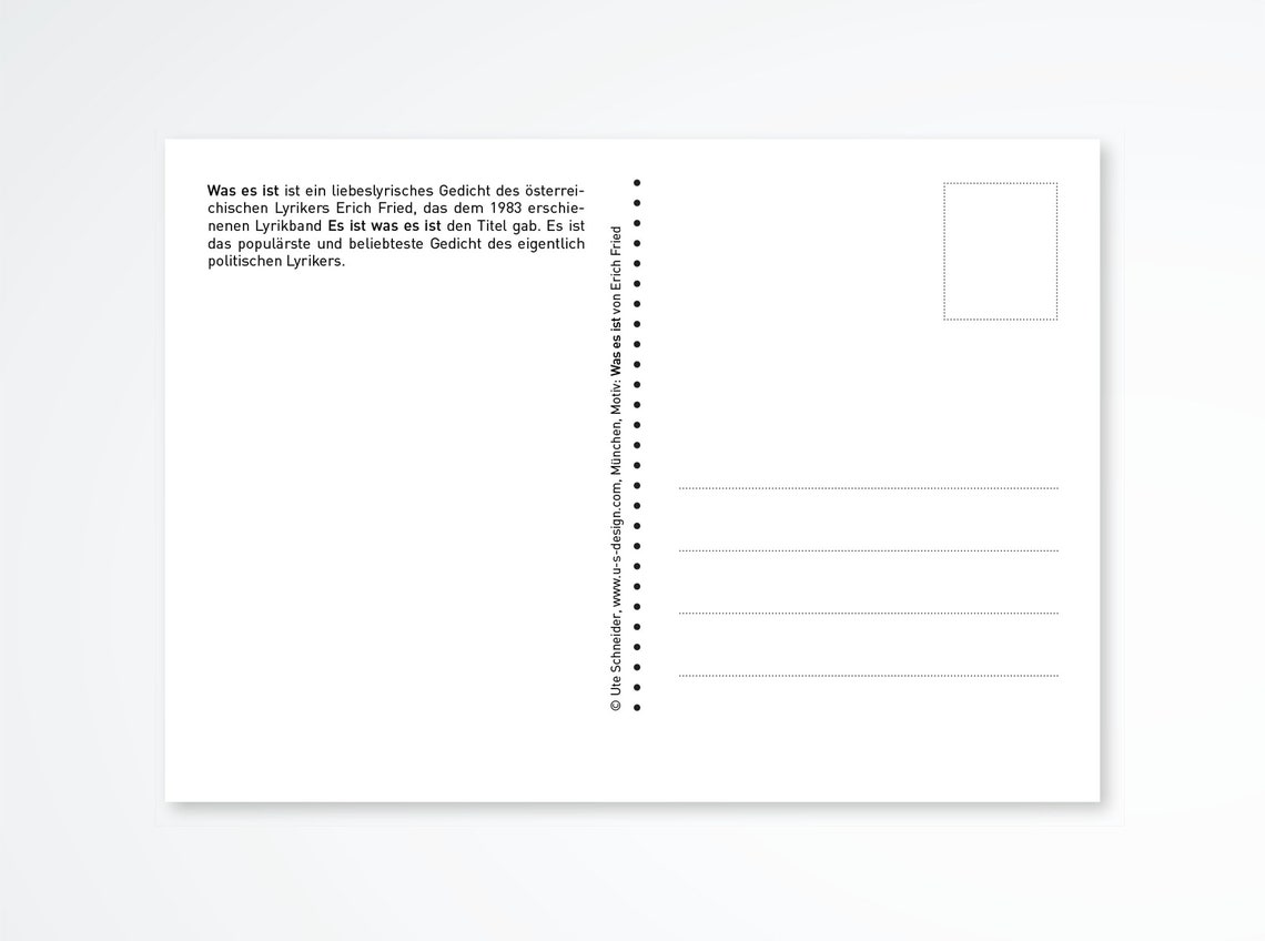 Postkarte, Liebesgedicht, Es ist was es