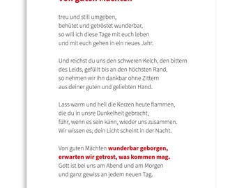Postcard "By gracious powers faithfully and quietly surrounded", Dietrich Bohoeffer, A6 size, German