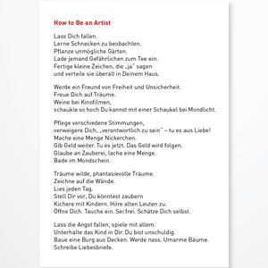Postkarte, Liebeserklärung an das Leben, How to be an Artist, SARK, Susan Ariel Rainbow Kennedy, DinA 6, 1 Stück in einer Sendung