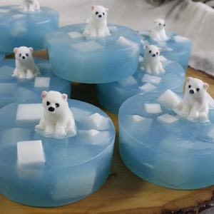 Polar Bear with Ice blocks, fun home decor, gift idea, bathroom and kitchen decor, Artic themed soap, Animal soap, polar bear home decor