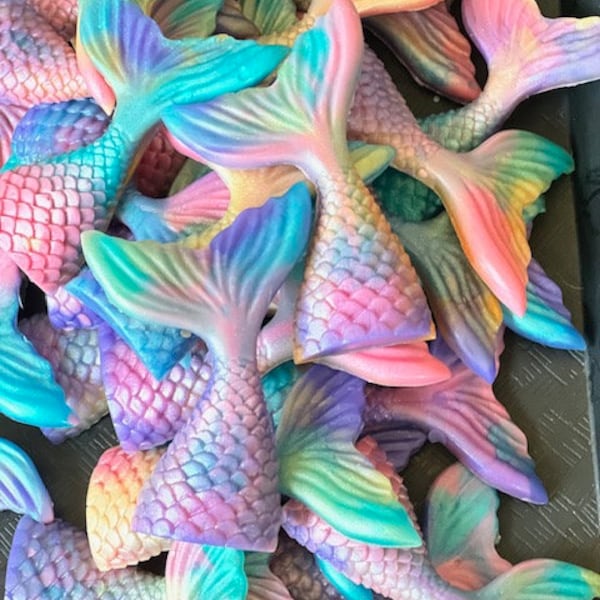 Mermaid tails, 20 individually wrapped mermaid tails, mermaid theme, beach theme, baby shower, wedding shower,and birthday party favor soap,