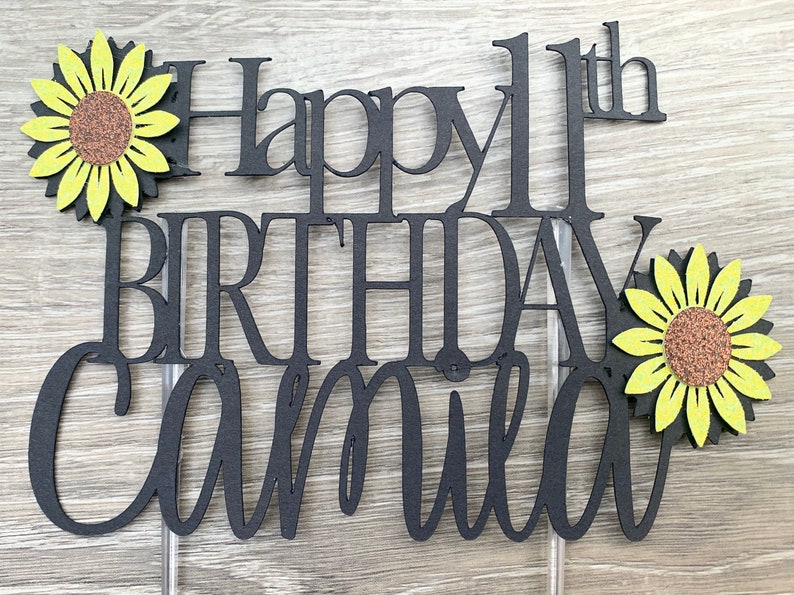 Sunflower Birthday Cake Topper Etsy
