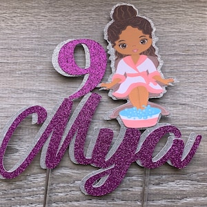 African American girl spa cake topper