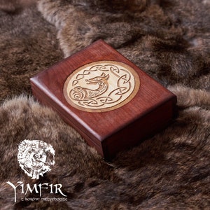 Keltischer Fuchs - heller Hintergrund | Handbemalt | Poliert | Schmuckkästchen | Tarot Box | Wicca | Kristall Aufbewahrung | Altarkasten |