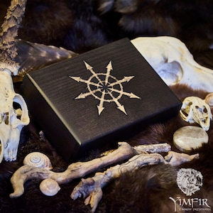 Étoile du chaos - Noir et blanc| Peint à la main | sculpté | Poli | Boîte à bijoux | Boîte de tarot| Wicca | Rangement en cristal | Coffret d'autel |04