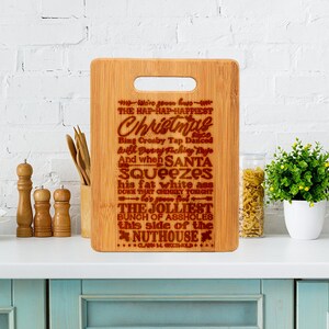 It&#39;s the Hap-Hap-Happiest Time of the Year Laser Etched Bamboo Cutting Board